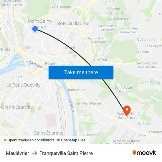 Maulévrier to Franqueville Saint Pierre map