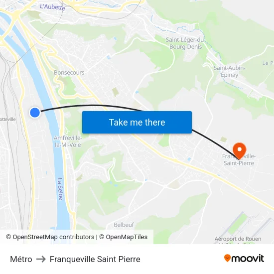 Métro to Franqueville Saint Pierre map