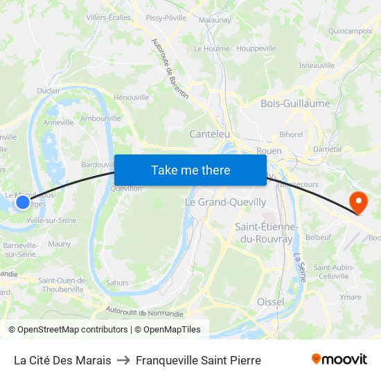La Cité Des Marais to Franqueville Saint Pierre map