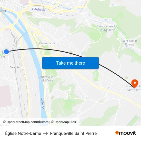 Église Notre-Dame to Franqueville Saint Pierre map