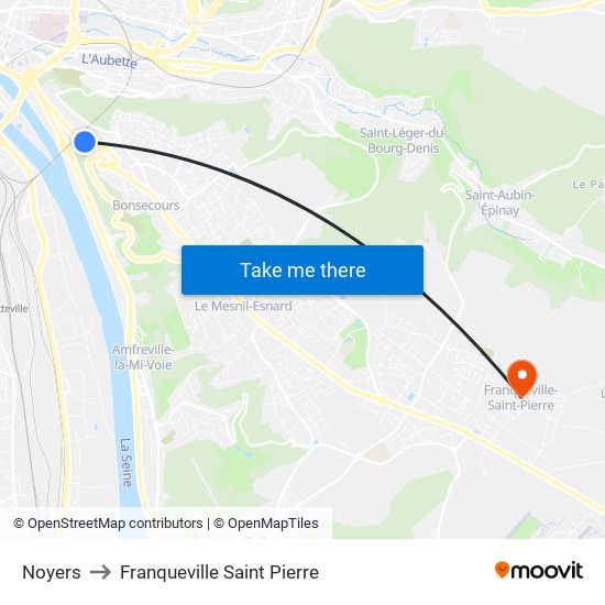 Noyers to Franqueville Saint Pierre map