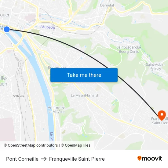 Pont Corneille to Franqueville Saint Pierre map