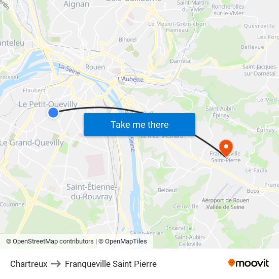 Chartreux to Franqueville Saint Pierre map