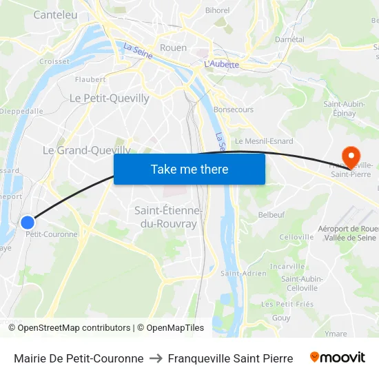 Mairie De Petit-Couronne to Franqueville Saint Pierre map