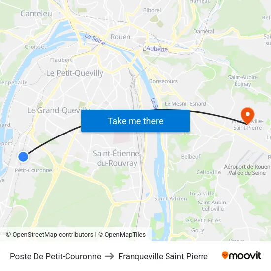 Poste De Petit-Couronne to Franqueville Saint Pierre map