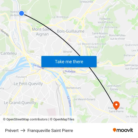 Prévert to Franqueville Saint Pierre map