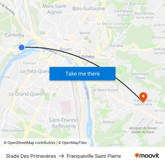 Stade Des Primevères to Franqueville Saint Pierre map