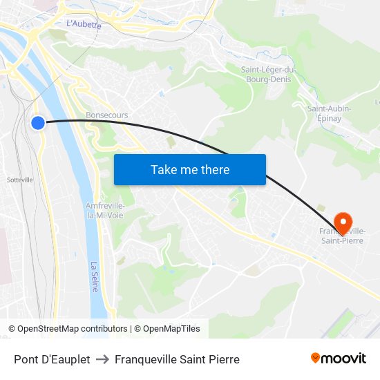 Pont D'Eauplet to Franqueville Saint Pierre map
