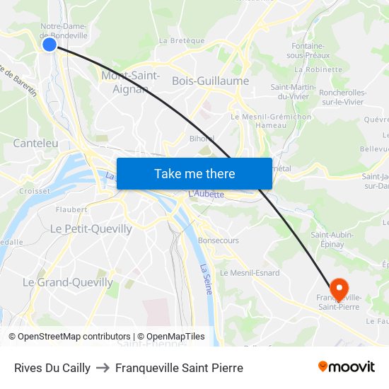 Rives Du Cailly to Franqueville Saint Pierre map