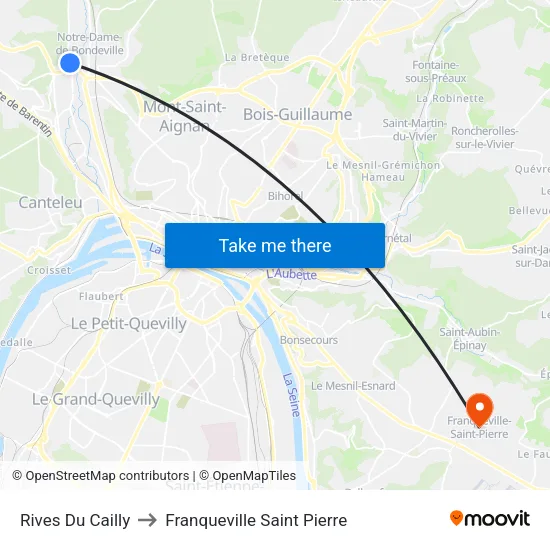 Rives Du Cailly to Franqueville Saint Pierre map