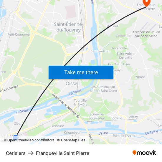 Cerisiers to Franqueville Saint Pierre map