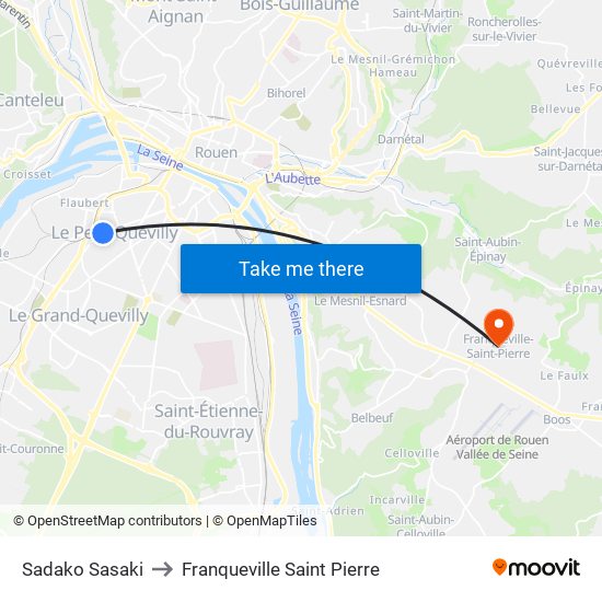 Sadako Sasaki to Franqueville Saint Pierre map