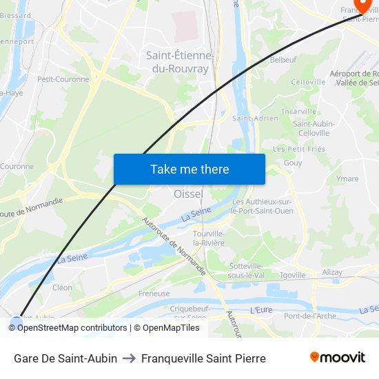 Gare De Saint-Aubin to Franqueville Saint Pierre map