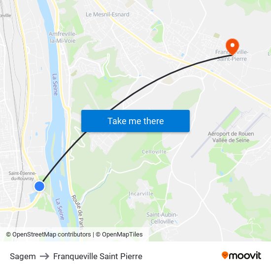 Sagem to Franqueville Saint Pierre map