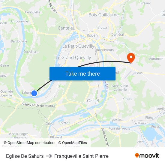 Eglise De Sahurs to Franqueville Saint Pierre map