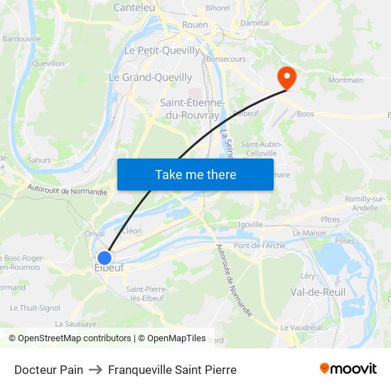 Docteur Pain to Franqueville Saint Pierre map