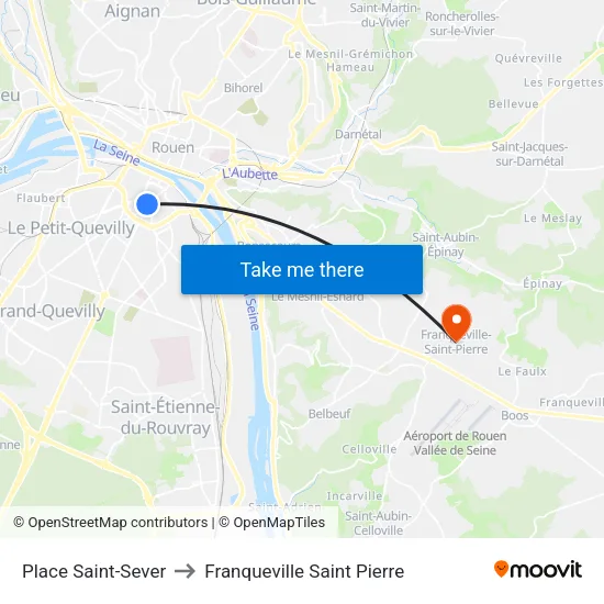 Place Saint-Sever to Franqueville Saint Pierre map