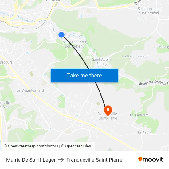 Mairie De Saint-Léger to Franqueville Saint Pierre map