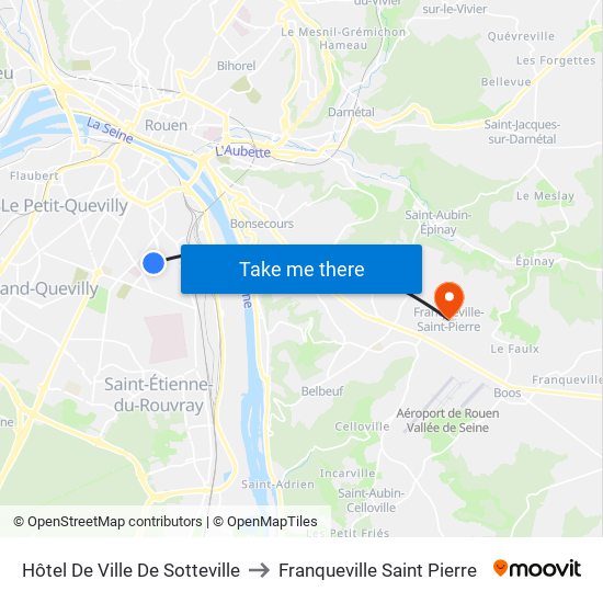 Hôtel De Ville De Sotteville to Franqueville Saint Pierre map