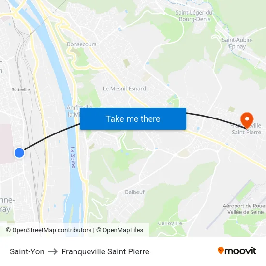 Saint-Yon to Franqueville Saint Pierre map