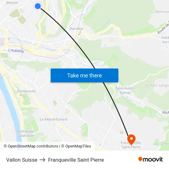 Vallon Suisse to Franqueville Saint Pierre map
