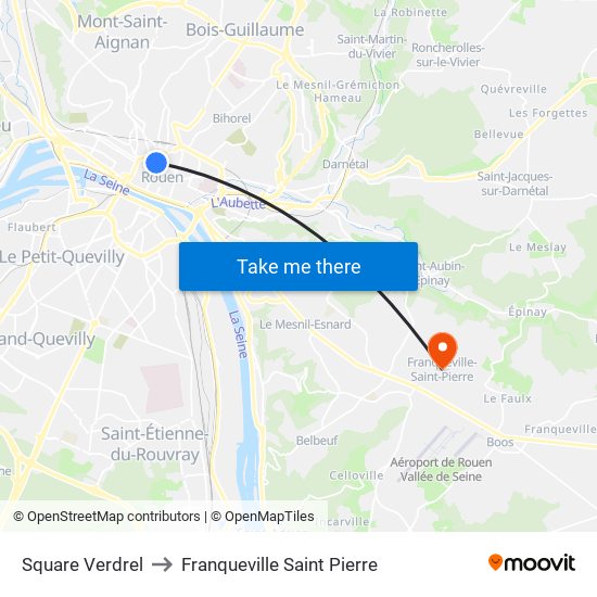 Square Verdrel to Franqueville Saint Pierre map