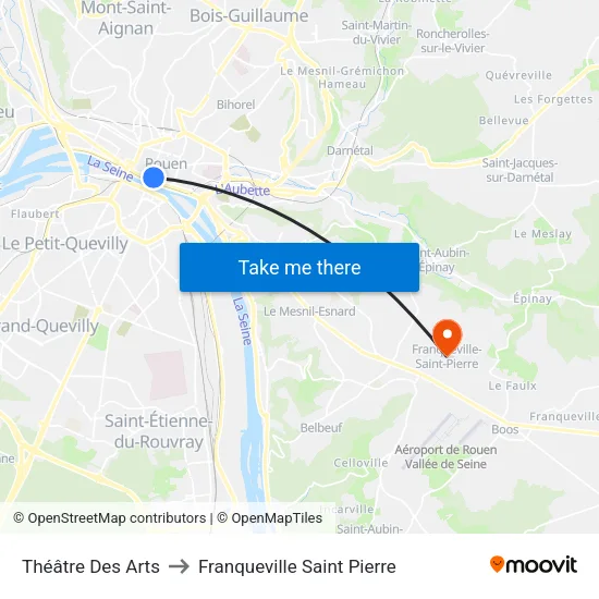 Théâtre Des Arts to Franqueville Saint Pierre map