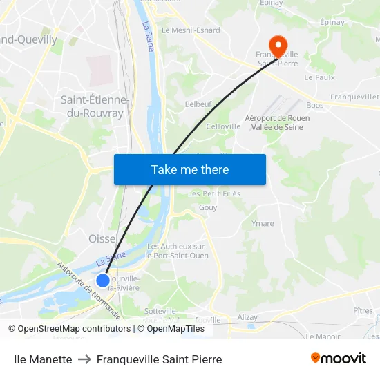 Ile Manette to Franqueville Saint Pierre map