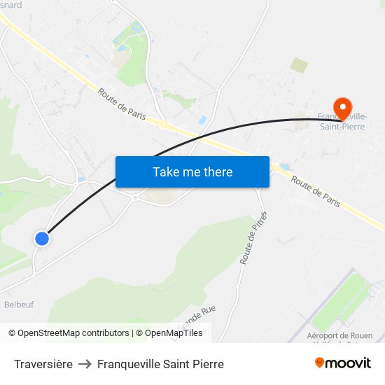 Traversière to Franqueville Saint Pierre map