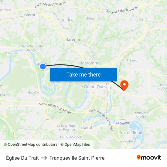 Église Du Trait to Franqueville Saint Pierre map