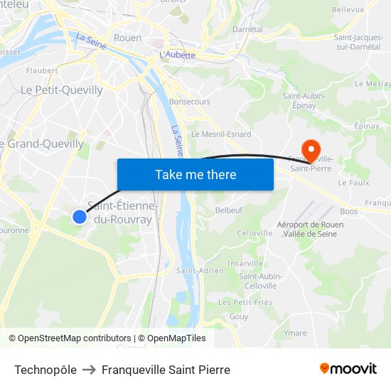 Technopôle to Franqueville Saint Pierre map