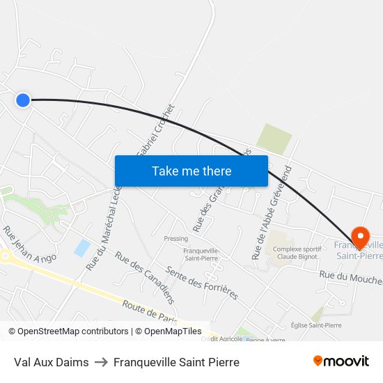 Val Aux Daims to Franqueville Saint Pierre map