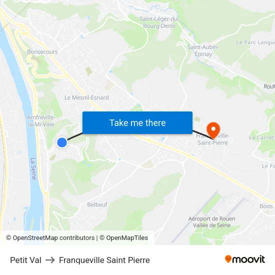 Petit Val to Franqueville Saint Pierre map