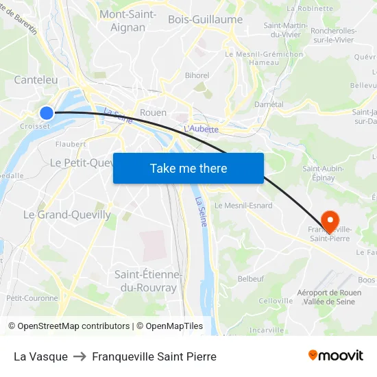 La Vasque to Franqueville Saint Pierre map