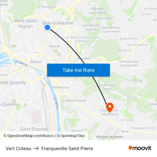 Vert Coteau to Franqueville Saint Pierre map