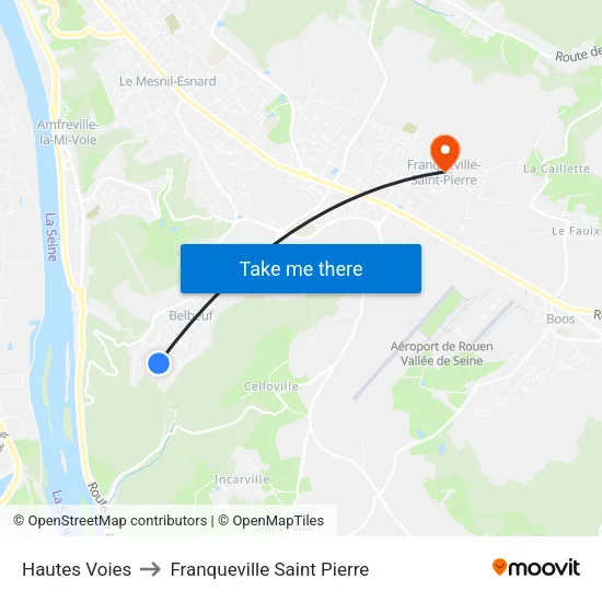 Hautes Voies to Franqueville Saint Pierre map