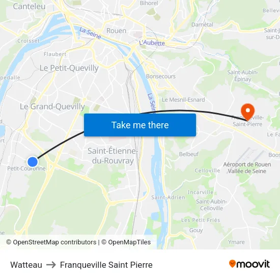 Watteau to Franqueville Saint Pierre map