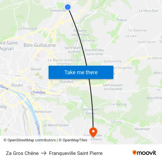 Za Gros Chêne to Franqueville Saint Pierre map