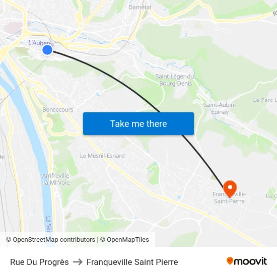 Rue Du Progrès to Franqueville Saint Pierre map