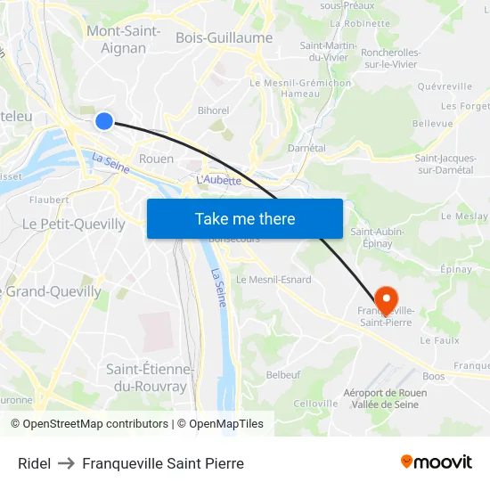 Ridel to Franqueville Saint Pierre map