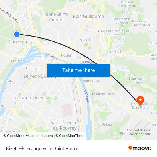 Bizet to Franqueville Saint Pierre map