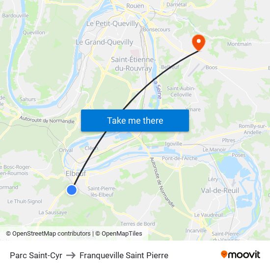 Parc Saint-Cyr to Franqueville Saint Pierre map