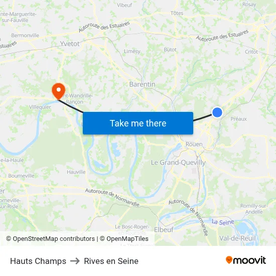 Hauts Champs to Rives en Seine map