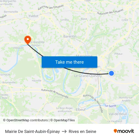 Mairie De Saint-Aubin-Épinay to Rives en Seine map