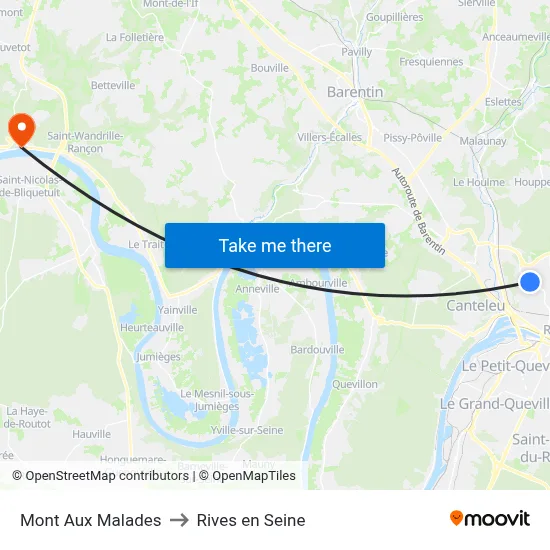 Mont Aux Malades to Rives en Seine map
