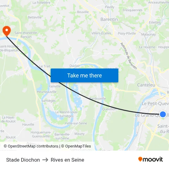 Stade Diochon to Rives en Seine map