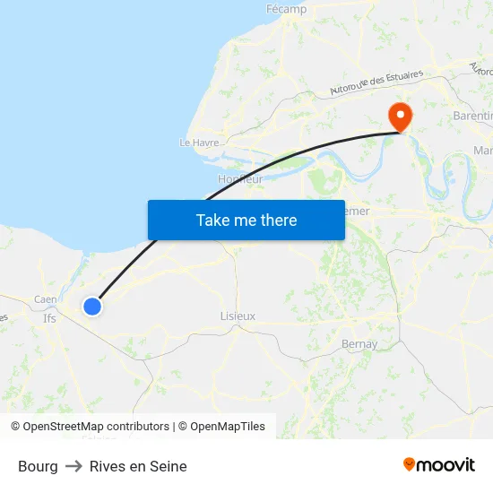 Bourg to Rives en Seine map
