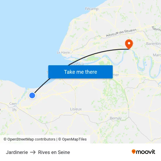 Jardinerie to Rives en Seine map