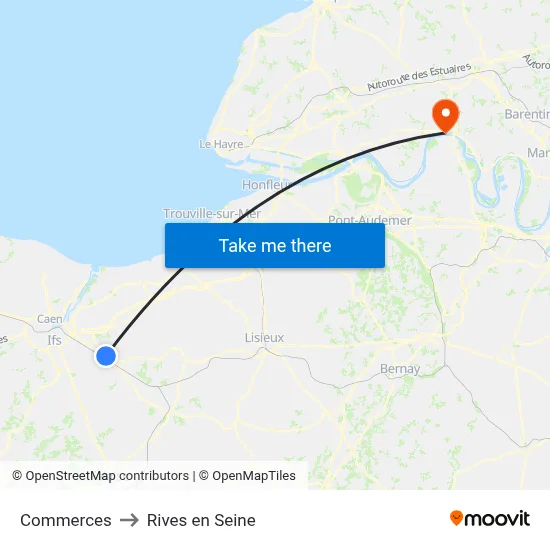 Commerces to Rives en Seine map