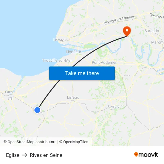 Eglise to Rives en Seine map